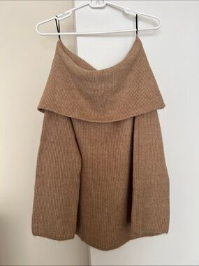 H&M Brown Oversized Off-the-Shoulder Ribbed Sweater